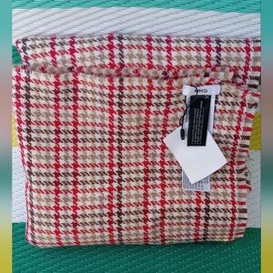 Mango Checkered Scarf - Red and Tan